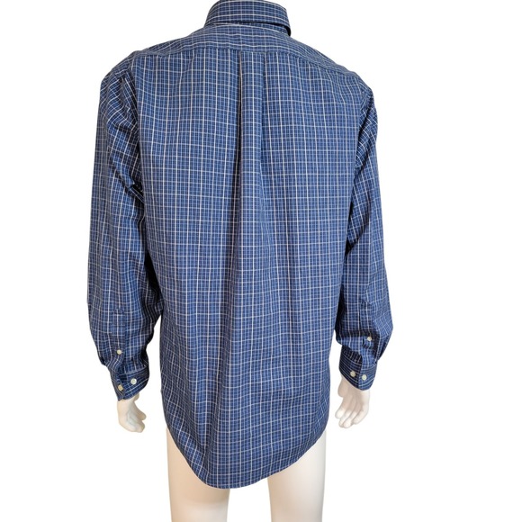Eddie Bauer Oxford Shirt Mens L Legend Wash Button Down Cotton Casual Blue Plaid - Picture 7 of 13